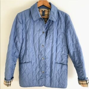 Burberry Quilted Sky Blue Button-Up Jacket